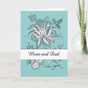 Mama und Vater Hochzeit Vielen Dank mit Blume auf Karte