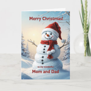 Mama und Vater Weihnachtsschneemann Feiertagskarte