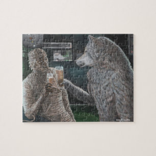 Mama und Werwolf trinken kleines Fantasiepuzzle