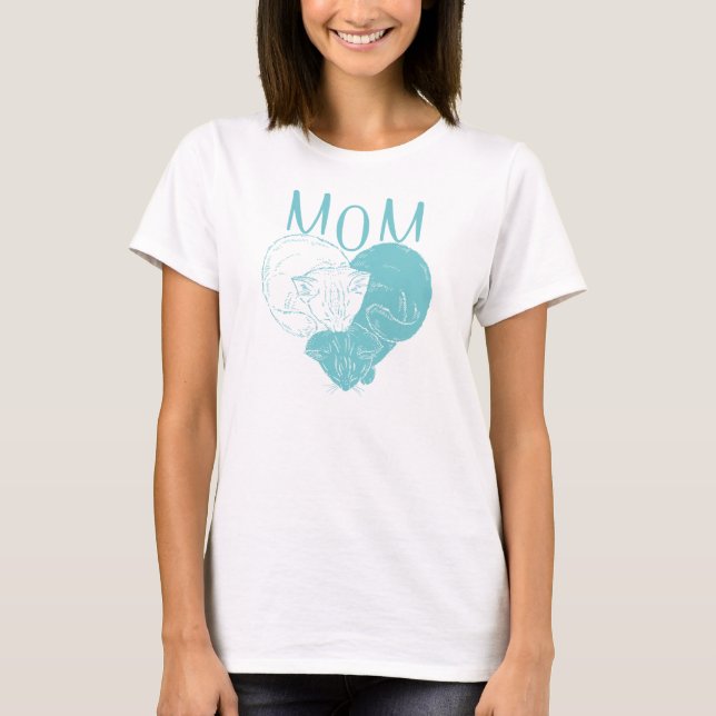 Mama und zwei Herzkatzen T-Shirt (Vorderseite)