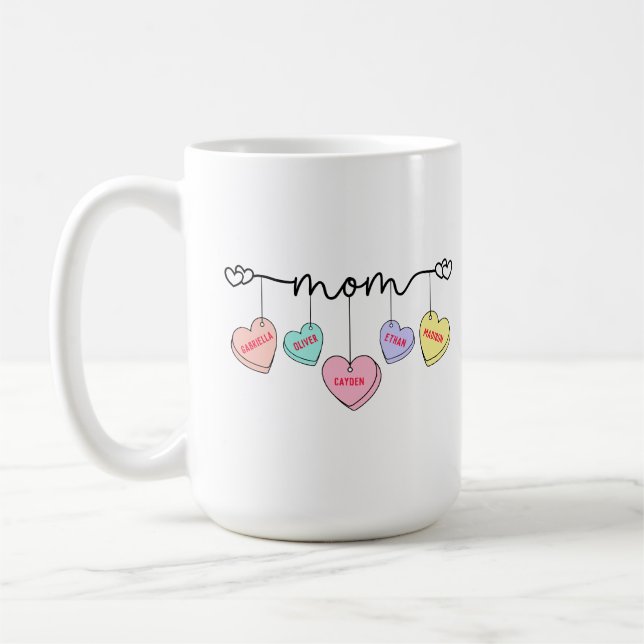 Mama Valentine Kinder Name Convo Herz Kaffeetasse (Links)