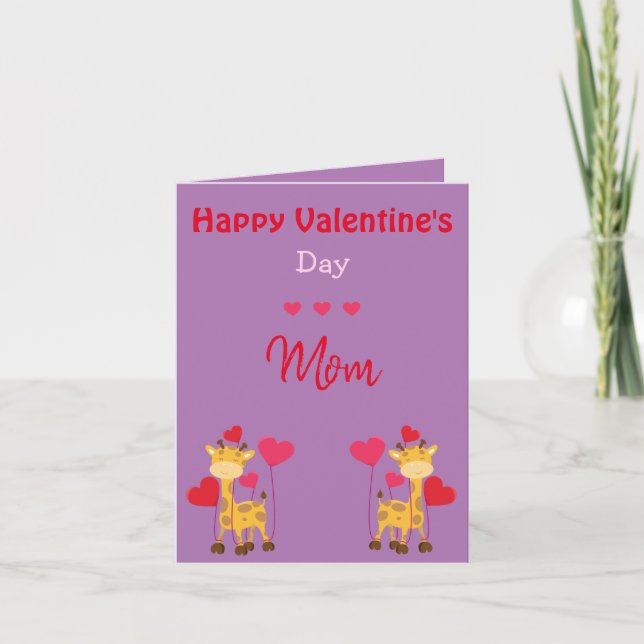 Mama Valentinstag Giraffe Feiertagskarte (Vorderseite)