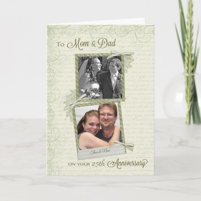 Mama & Vater auf __th Anniversary Custom Then & No Karte (Vorderseite)