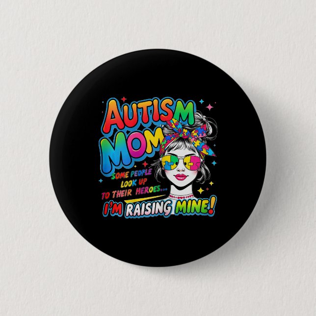 Mama Vater Eltern Autismus Bewusstsein Button (Vorderseite)