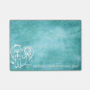 Mama-Vater-Familien-Massage-Tafel-Minzen-Blau Post-it Klebezettel