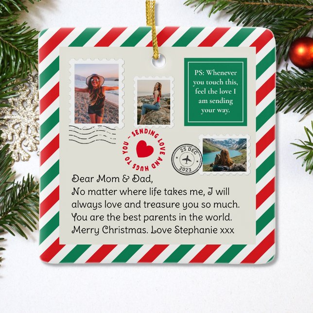 Mama & Vater Frohe Weihnachtsschreiben FotoCollage Keramikornament (Von Creator hochgeladen)