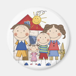 Mama, Vater, großer Junge, kleine Mädchen-Famili Magnet