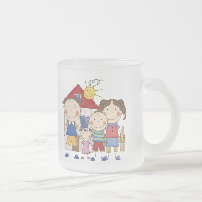 Mama, Vater, großer Junge, kleine Mädchen-Familie Mattglastasse (Rechts)