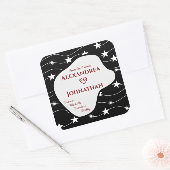 Mama Vater Kinder Kinder Familie personalisieren Quadratischer Aufkleber (Umschlag)
