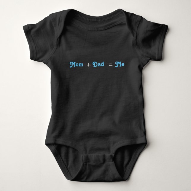Mama + Vater = Me Black Baby Bodysuit Baby Strampler (Vorderseite)