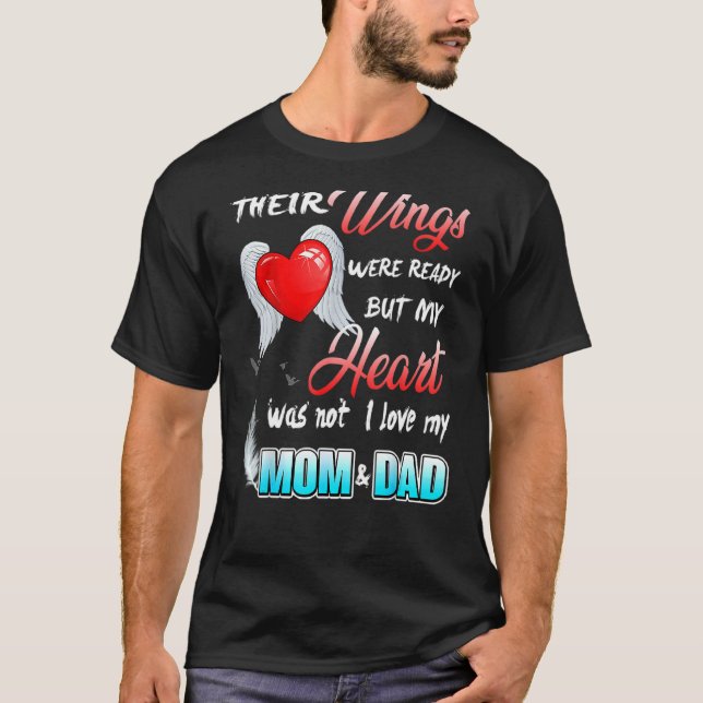 Mama & Vater meine Engel-Gedenkstätte für Eltern i T-Shirt (Vorderseite)