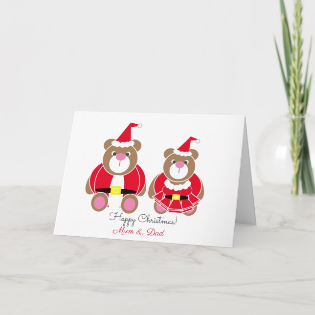 Mama & Vater Teddy Bären Weihnachten Karte (Vorderseite)