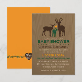 Mama-, Vater-u. Baby-Jungen-Rotwild - orange Einladung