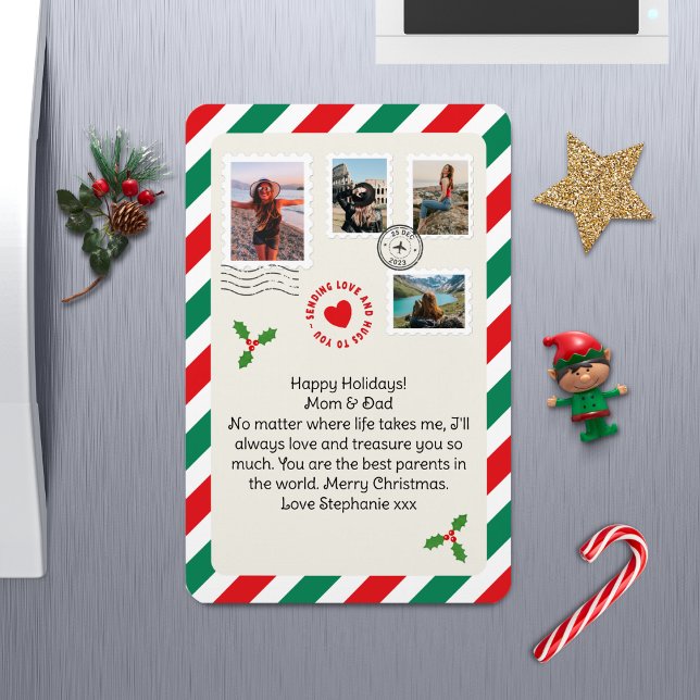 Mama Vater Weihnachtsbrief FotoCollage geklappt Magnet (Von Creator hochgeladen)