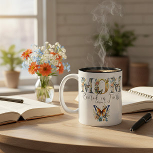 Mama verwurzelt in Glauben florale Butterflien Zweifarbige Tasse