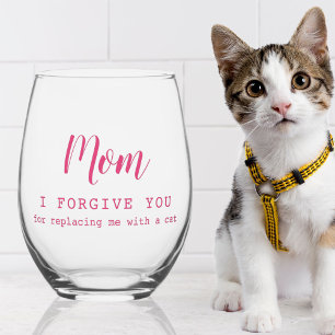 "Mama, verzeihe dir" lustige niedliche Katzenliebh Weinglas Ohne Stiel