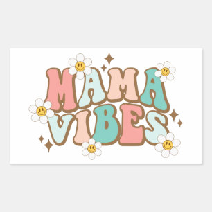 Mama Vibes mit Daisies Rechteckiger Aufkleber