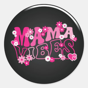 Mama Vibes  Runder Aufkleber