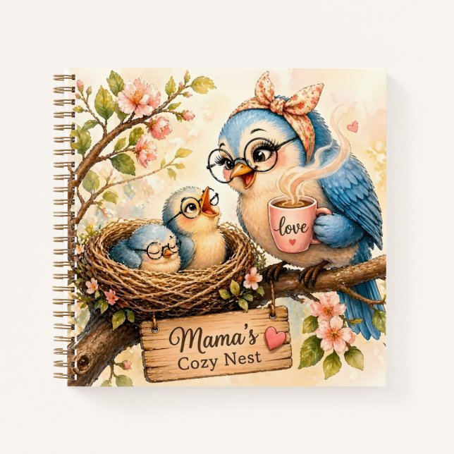 Mama-Vogel-Spiralblock   Notizbuch (Vorderseite)