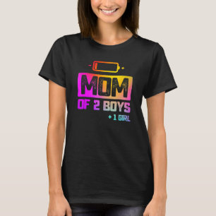 Mama von 2 Jungen 1 Mädchen mit niedrigem Akku T-Shirt