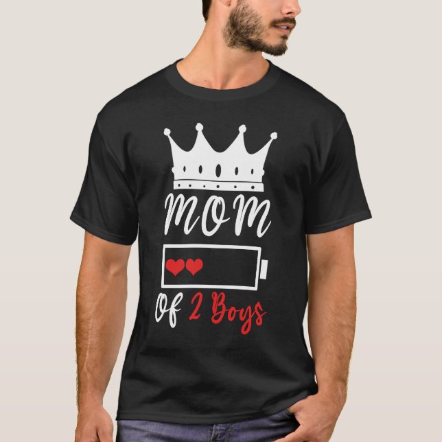 Mama von 2 Jungen Liebe Mama Zitate glücklichen Mu T-Shirt (Vorderseite)