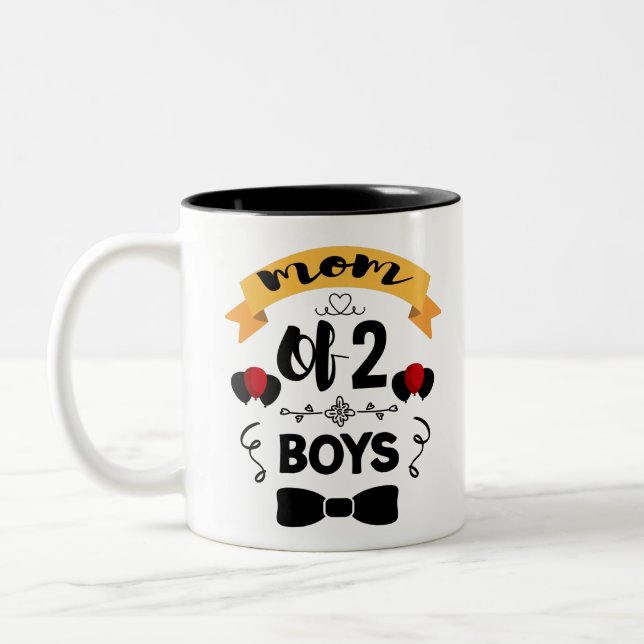 Mama von 2 Jungen Mamas Geschenk von Sohn Müttern  Zweifarbige Tasse (Links)