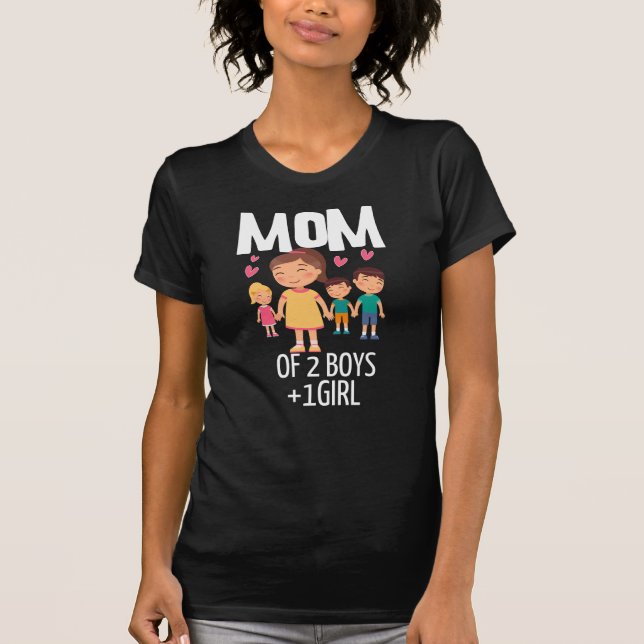 Mama von 2 Jungen und 1 Mädchen T-Shirt (Vorderseite)