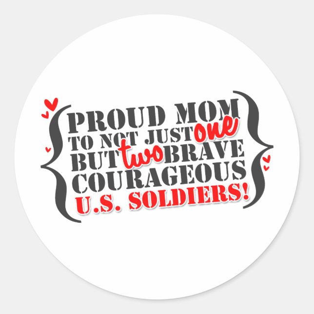 Mama von 2 Soldaten Runder Aufkleber (Vorderseite)
