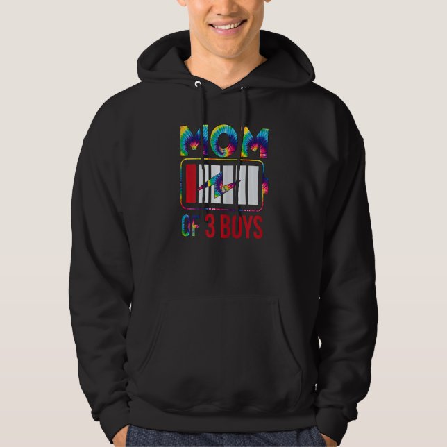 Mama von 3 Jungen mit niedrigem Batteriegehalt Hoodie (Vorderseite)