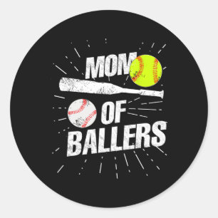 Mama von Ballern Funny Baseball Softball Spiel Mut Runder Aufkleber