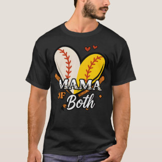 Mama von beiden Baseball Softball-Mama Spieltag Cu T-Shirt