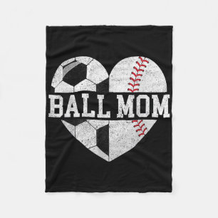 Mama von beiden Heart Soccer Baseball Sports Mama  Fleecedecke