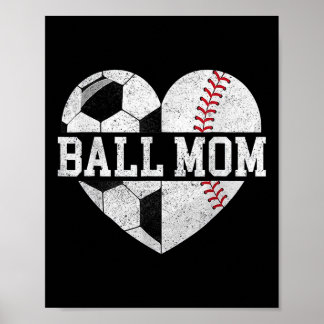 Mama von beiden Heart Soccer Baseball Sports Mama Poster