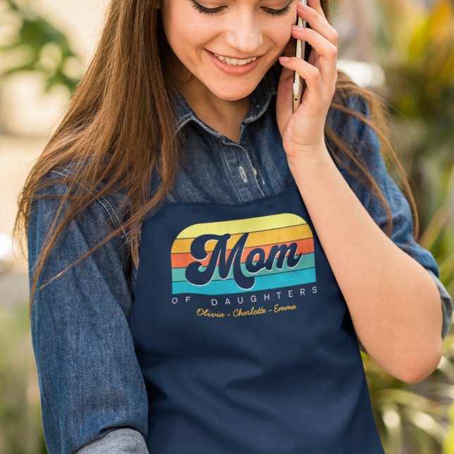 Mama von Daughters Retro Blue Schürze (Von Creator hochgeladen)