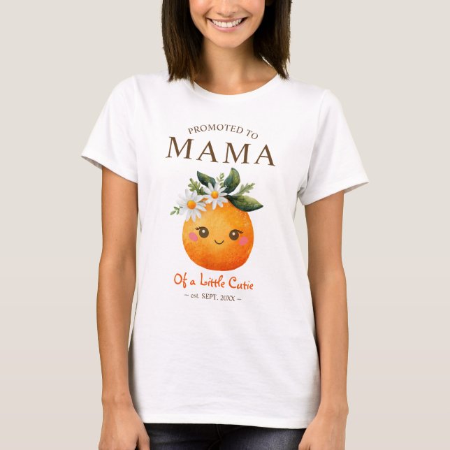 Mama von einer kleinen Süsse Babydusche befördert T-Shirt (Vorderseite)