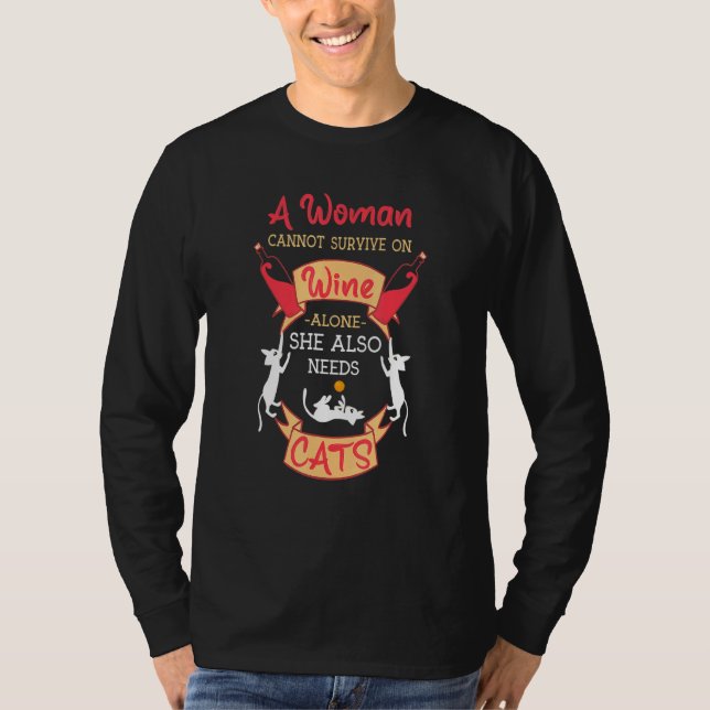 Mama von Katzen und Weinen T-Shirt (Vorderseite)