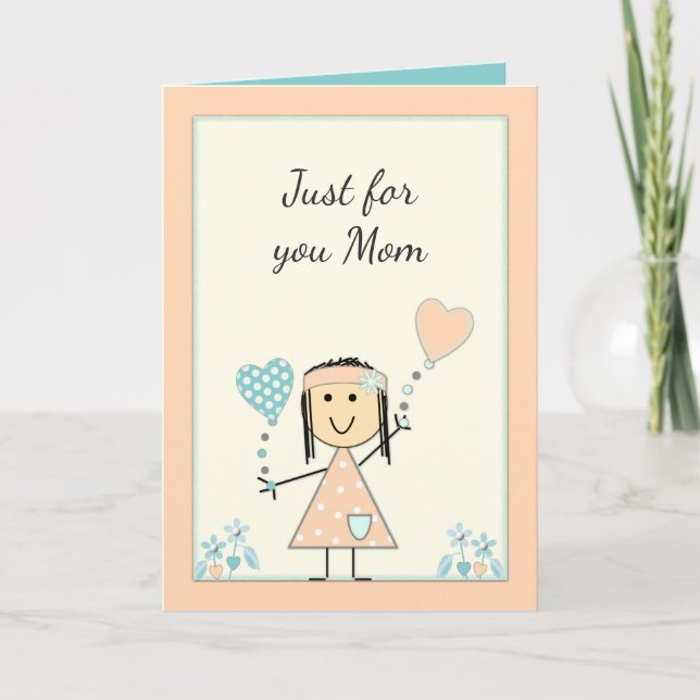 Mama von kleinen Mädchen Pfirsichgeburtstag Gruß Karte (Vorderseite)