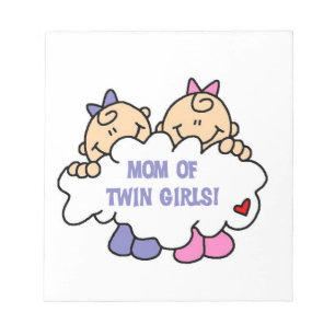 Mama von Twin Girls T - Shirt und Geschenken Notizblock