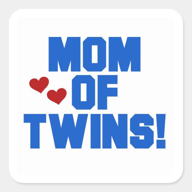 Mama von Twins Blauer Text Geschenke Quadratischer Aufkleber (Vorderseite)