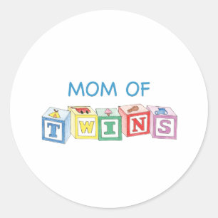 Mama von Twins Blocks Runder Aufkleber