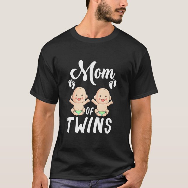 Mama von Twins Mommy Ankündigung T-Shirt (Vorderseite)