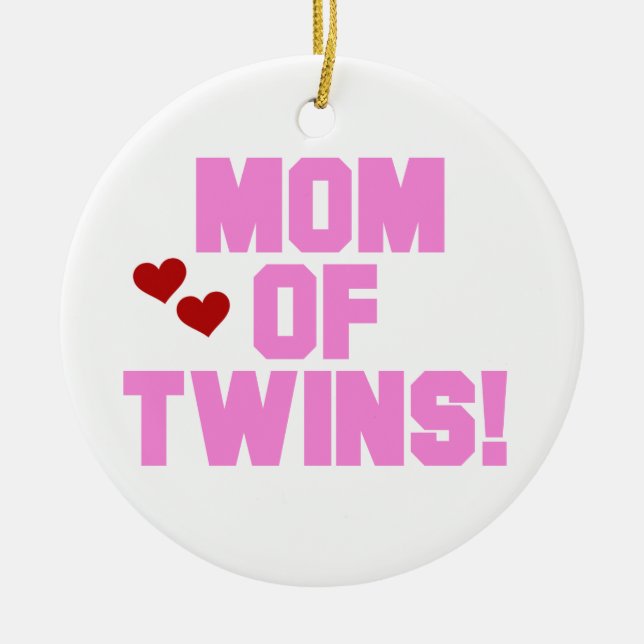 Mama von Twins Pink Text Geschenke Keramik Ornament (Vorne)