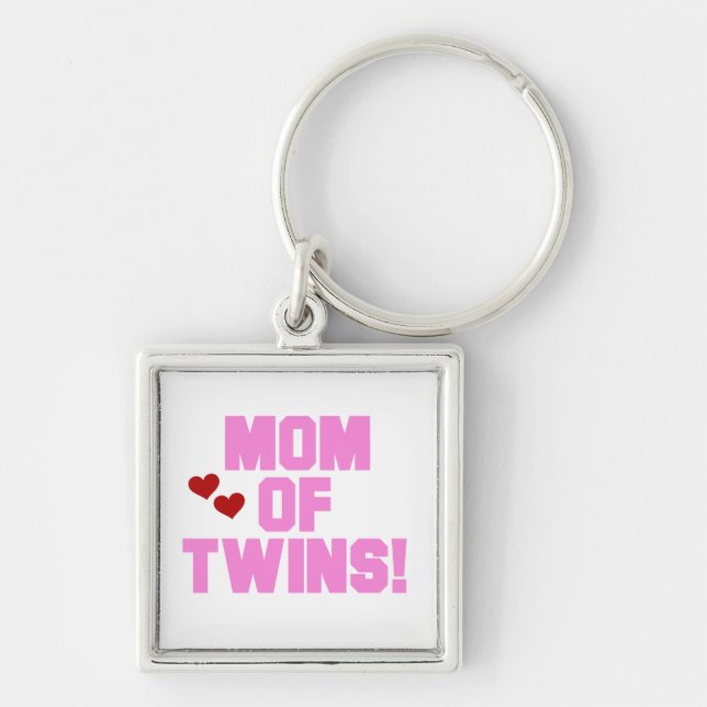 Mama von Twins Pink Text Geschenke Schlüsselanhänger (Vorne)