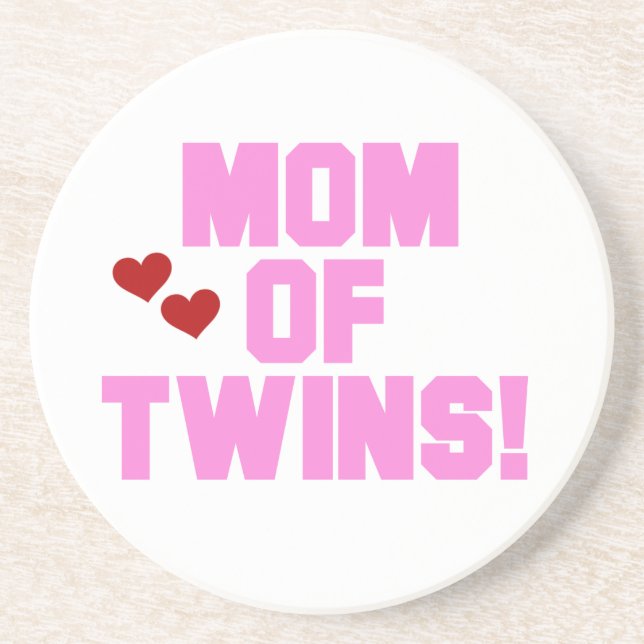 Mama von Twins Pink Text Geschenke Untersetzer (Vorne)