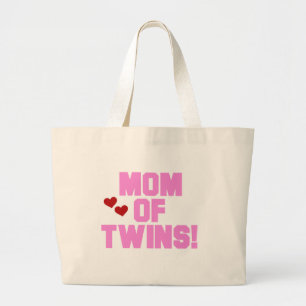 Mama von Twins-Pink-Texthemden und Geschenken Jumbo Stoffbeutel