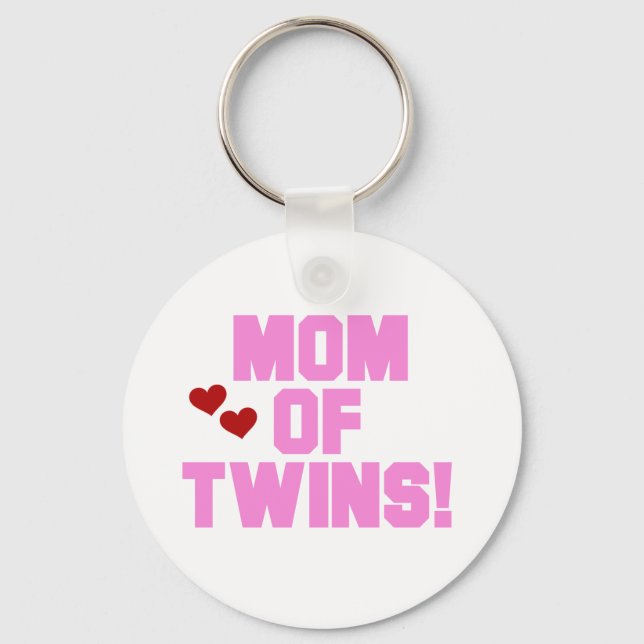 Mama von Twins-Pink-Texthemden und Geschenken Schlüsselanhänger (Vorderseite)