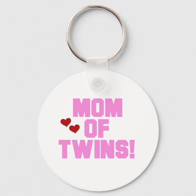 Mama von Twins-Pink-Texthemden und Geschenken Schlüsselanhänger (Vorderseite)