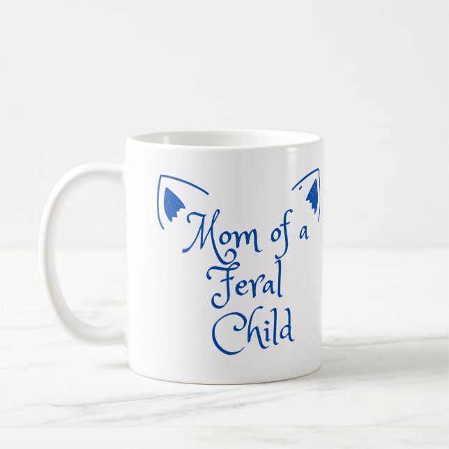 Mama von Wildkindern in Blau Kaffeetasse (Links)