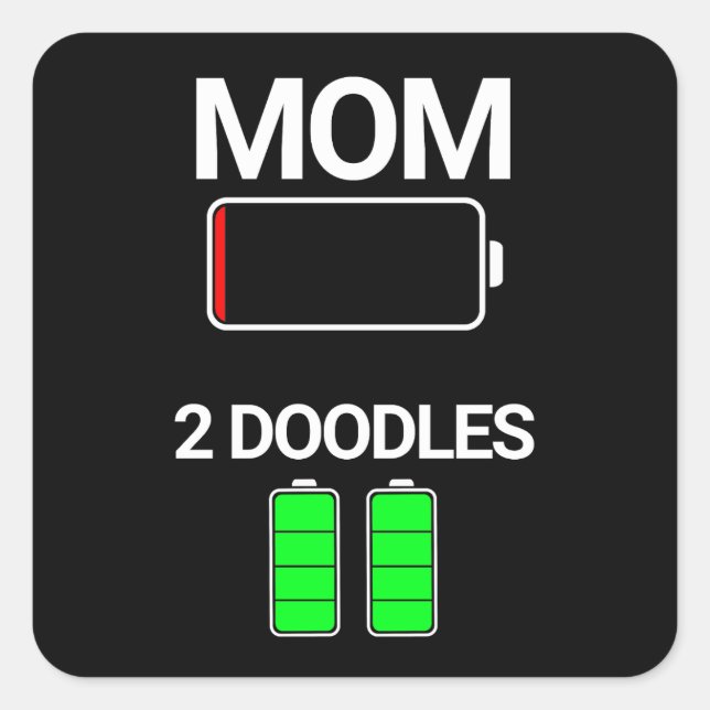 Mama von zwei Doodles - Geschenkgutscheine Quadratischer Aufkleber (Vorderseite)