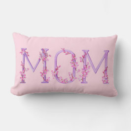 Mama Watercolor rosa lila Holzkissen Lendenkissen